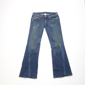 Vintage True Religion Womens 31 Faded Babydoll Flared Wide Leg Denim Jeans USA